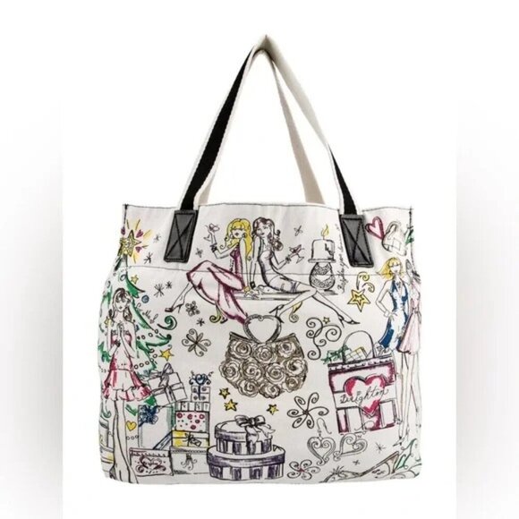 Brighton Happy Holidays Christmas Themed Canvas Tote Bag NWOT 15"x12"x7.5" Ltd - Picture 3 of 4